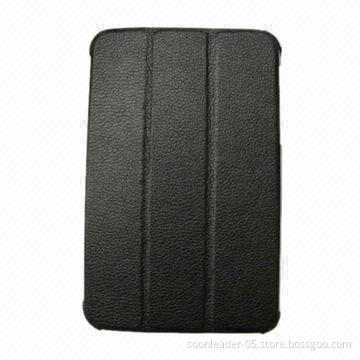Black Leather Case with Stand, Used for Samsung Galaxy Tab Plus/P6200